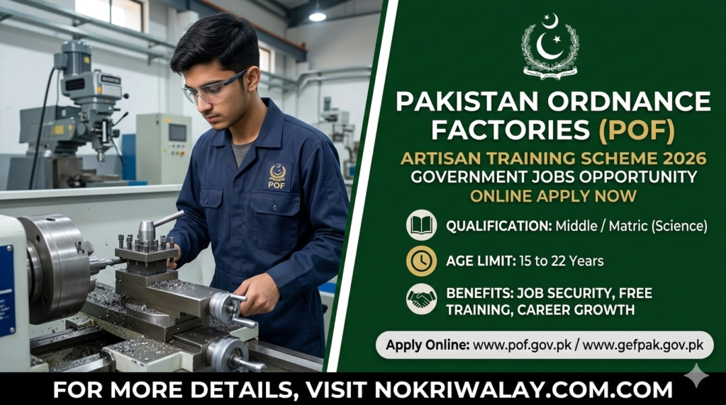 POF Artisan Training Scheme 2026 Online Apply | Pakistan Ordnance Factories Recruitment